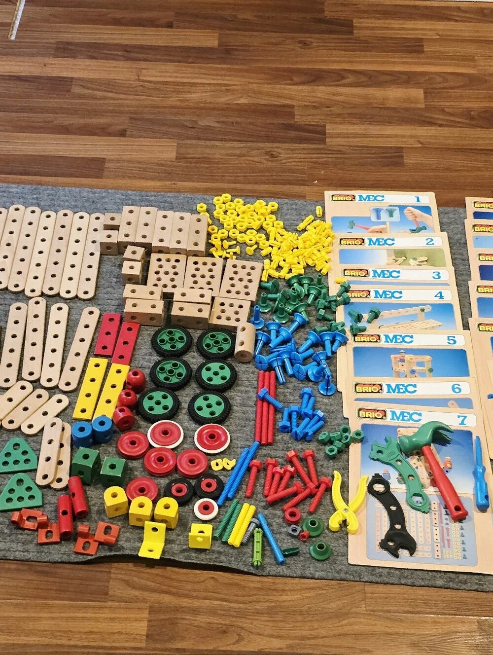 Vintage Brio Mec Construction Set Wood Plastic Toys Tools Stem Parts